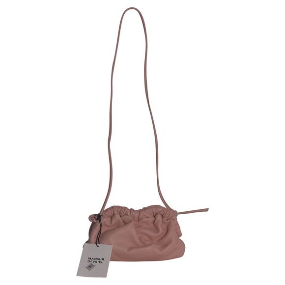 Mansur GavrielMini Cloud Clutch Bag in Pink Lamb Leather